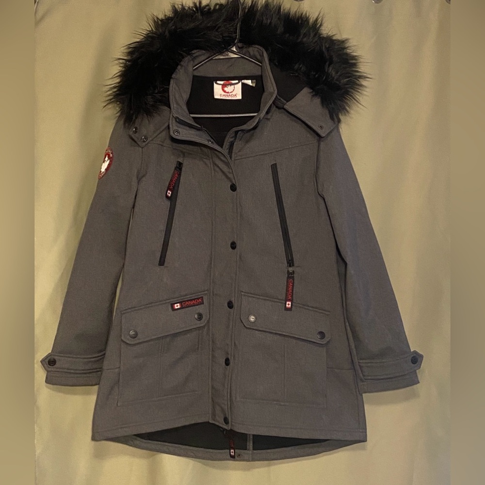 Canada Weather Gear Wind Water Resistant Full Zip Hooded Parka Jacket Women L
